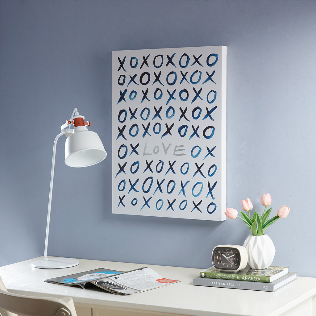 

Intelligent Design - XO Love Canvas with Silver Foil - Blue - See below