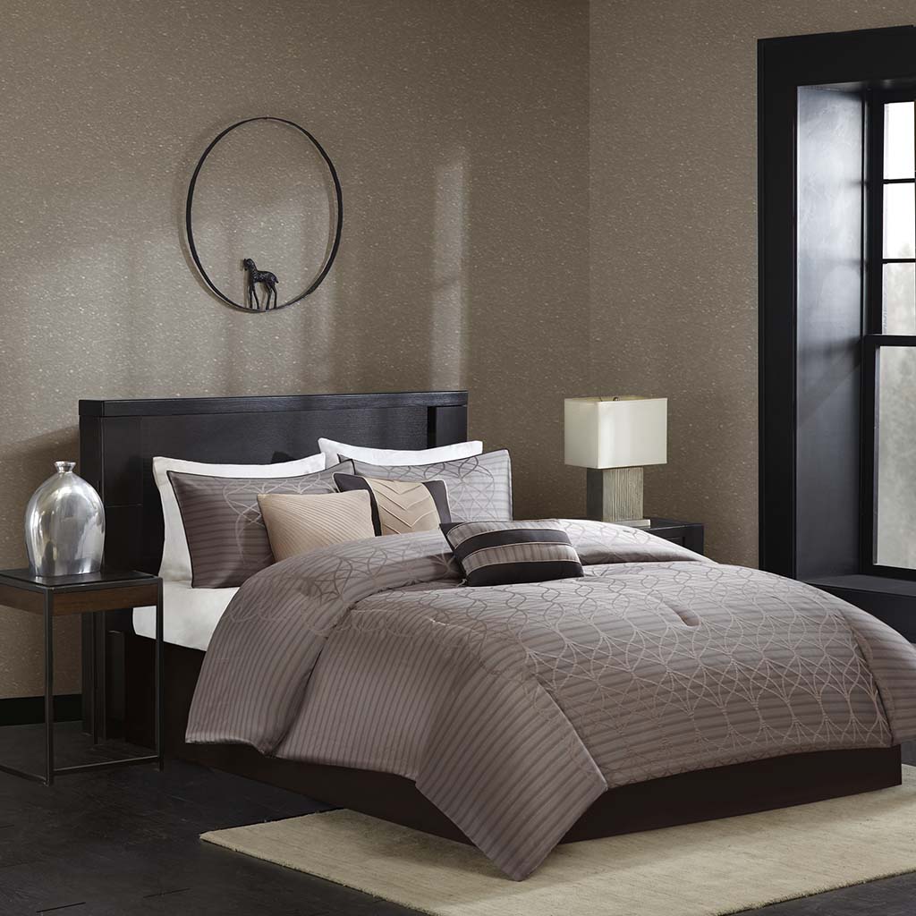 

Madison Park - Solano 7 Piece Comforter Set - Taupe - King