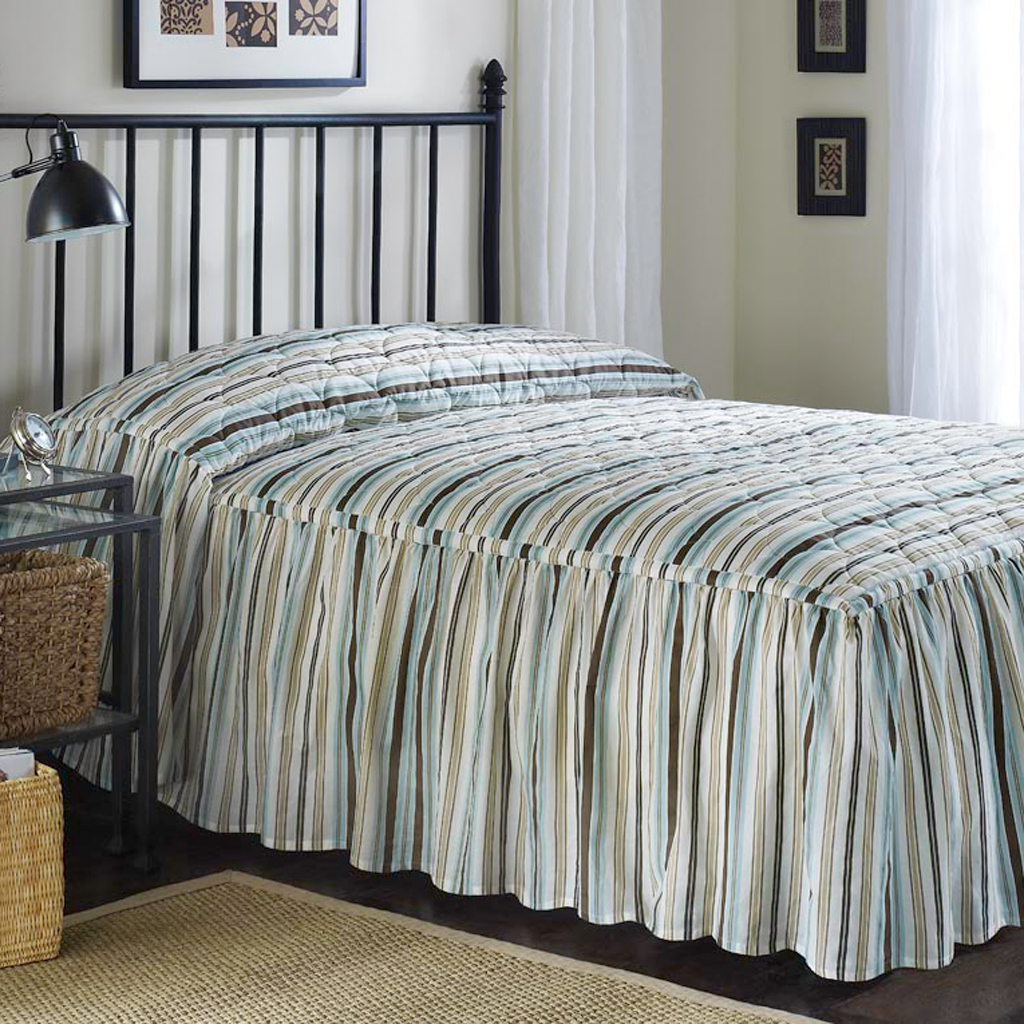 

Main Street - Stripe Skirted Bedspread - Multi - Queen