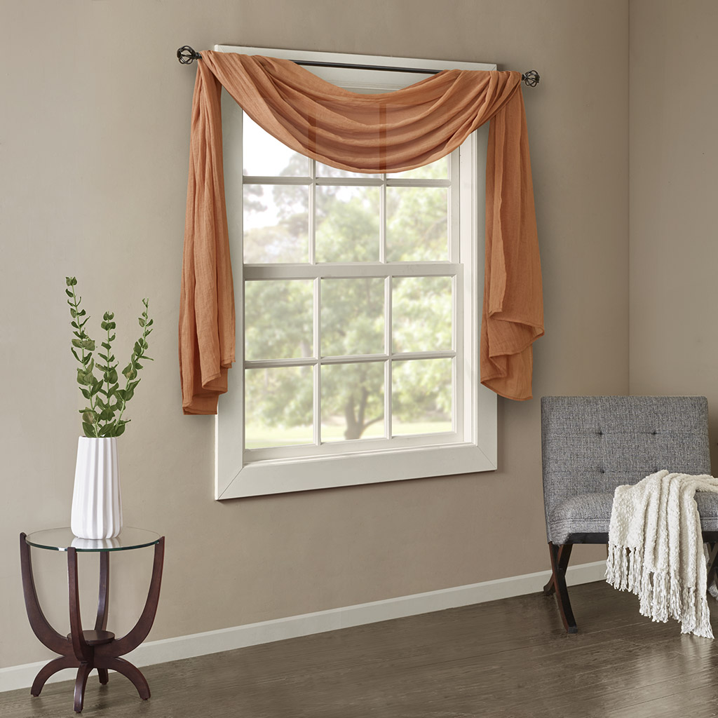 

Madison Park - Harper Solid Crushed Scarf Sheer - Spice - 42" x 216