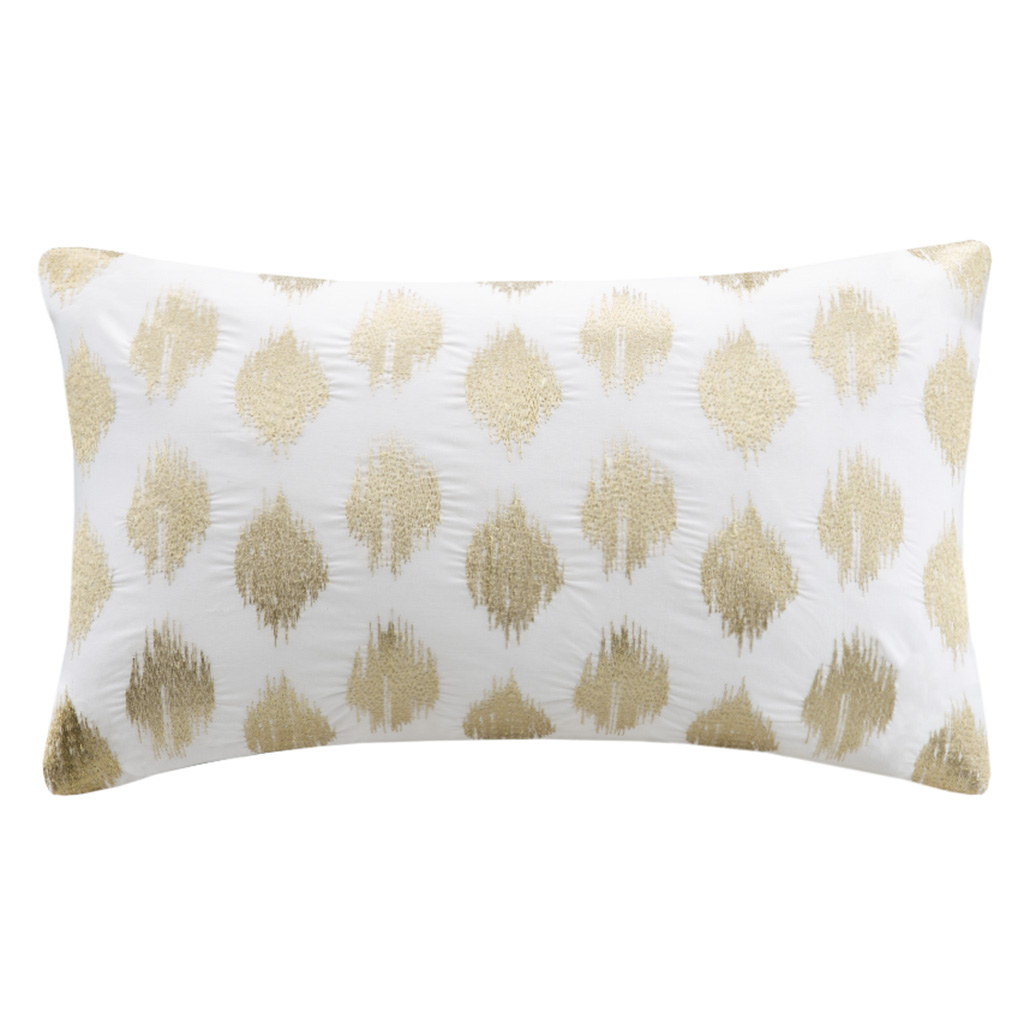 

INK+IVY - Nadia Dot Metallic Gold Embroidery Oblong Pillow - Gold - 12x18