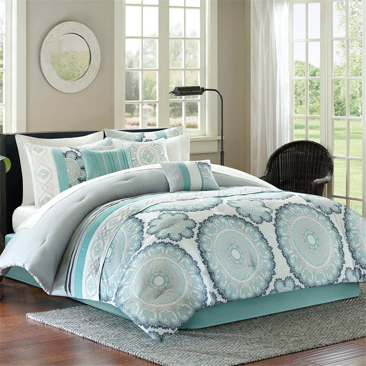 

Madison Park - Delphine 7 Piece Comforter Set - Blue - King