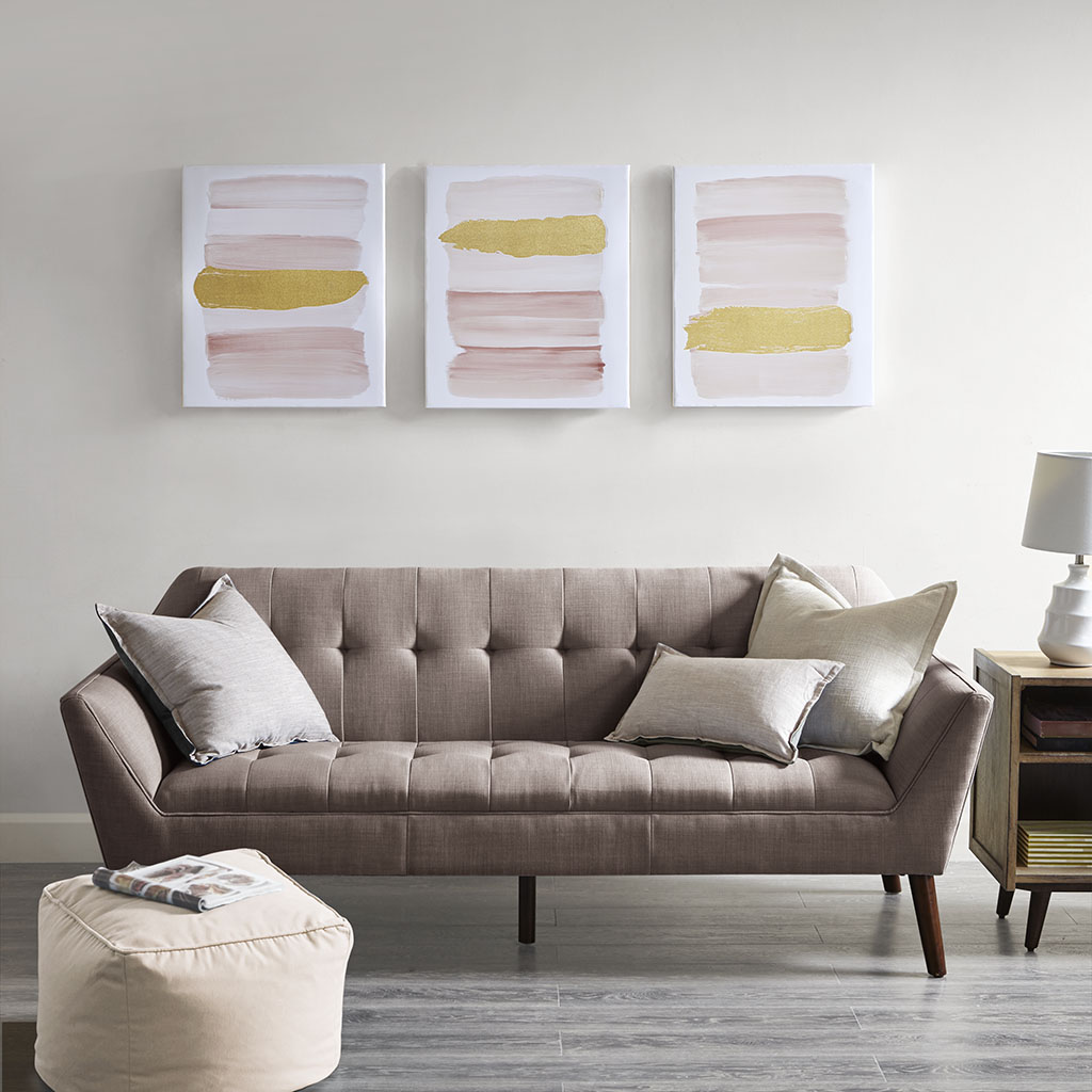 

Urban Habitat - Traveling Road Blush 3 Piece Canvas Set Hand Embellished Abstract Art - Blush - See below