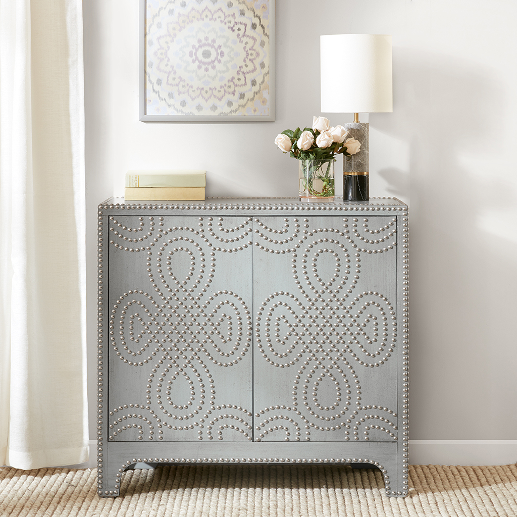 

Madison Park - Stanford Nailhead Accent Chest - Grey - See below