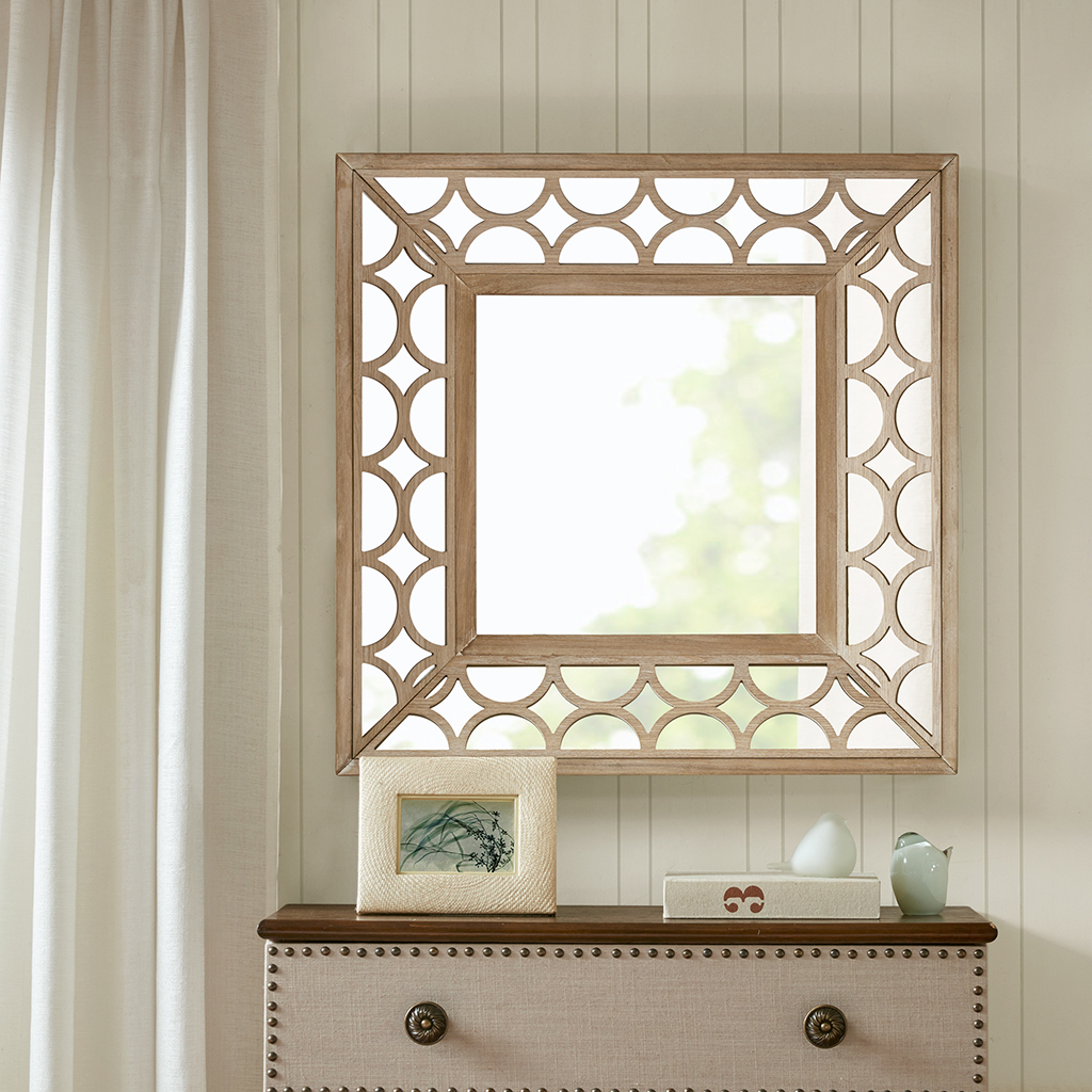 

Madison Park - Avalon Scallop Wood Frame Mirror - Natural - See below