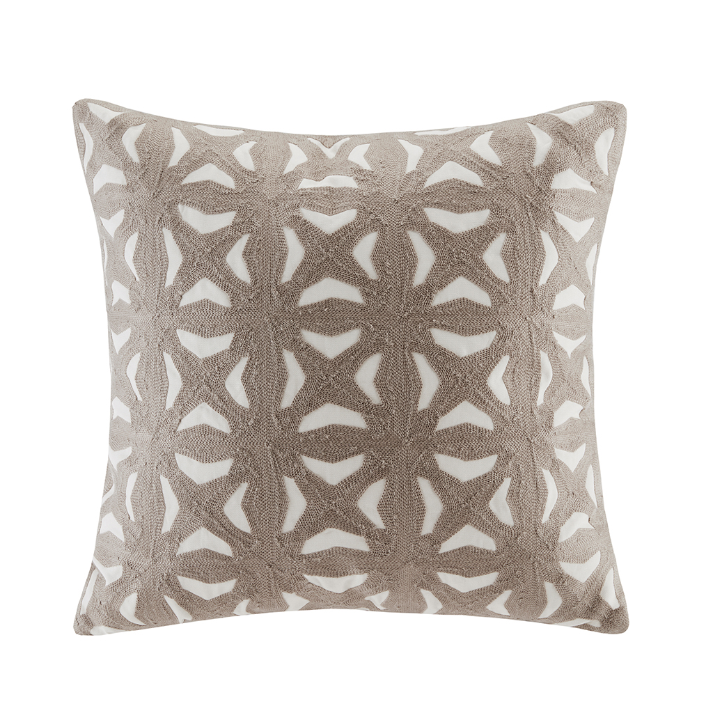 

INK+IVY - Nova Embroidered Fret Decorative Pillow - Taupe - 20x20