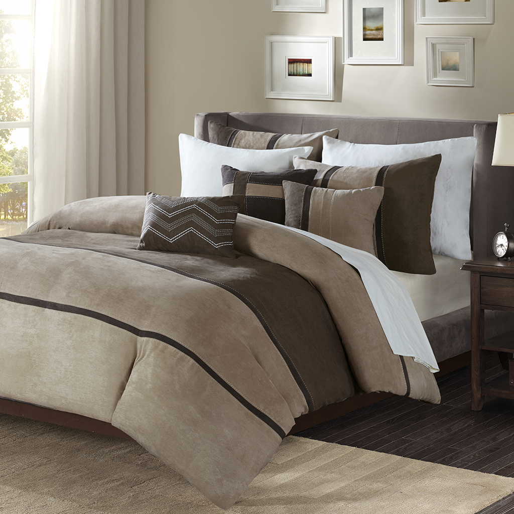 

Madison Park - Palisades 6 Piece Faux Suede Duvet Set - Brown - Full/Queen