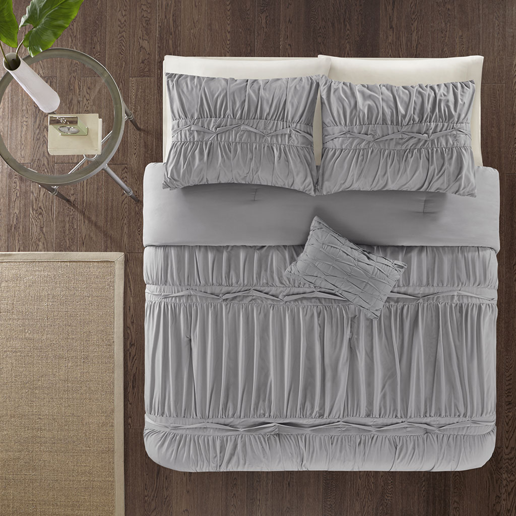 

510 Design - Ciera 4 Piece Comforter Set - Grey - Full/Queen