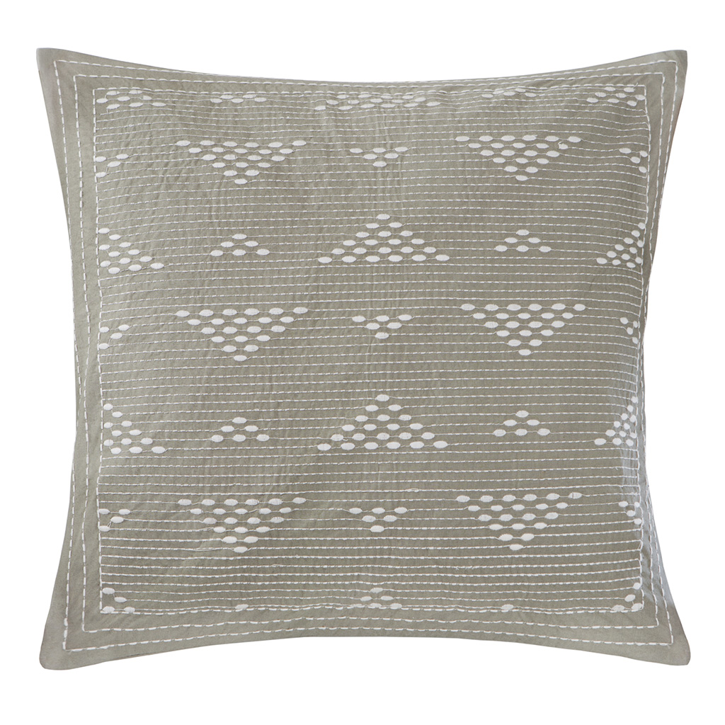 

INK+IVY - Cario Embroidered Square Pillow - Taupe - 18x18