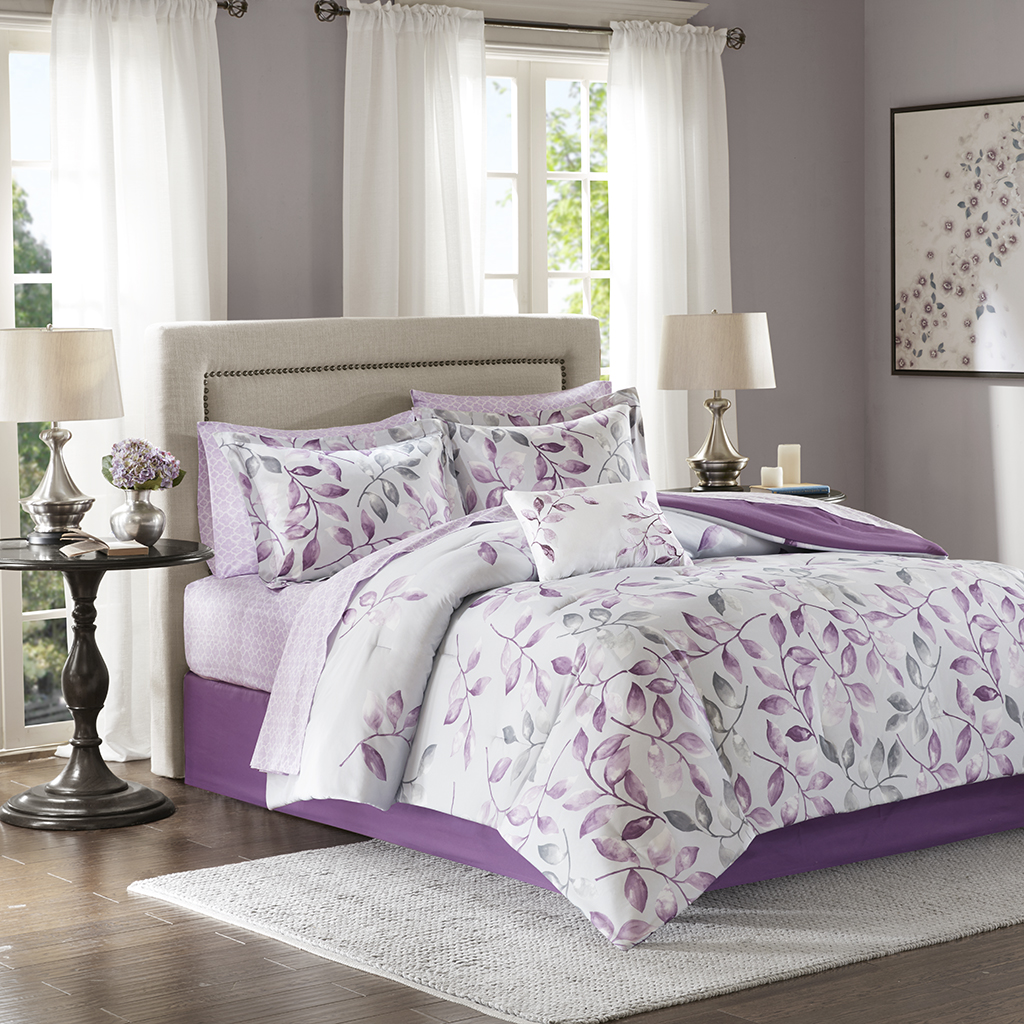 

Madison Park Essentials - Lafael Complete Comforter and Cotton Sheet Set - Purple - King