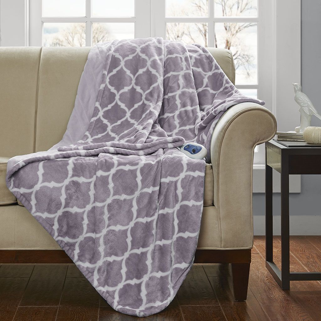 

Beautyrest - Heated Ogee Throw - Lavender - 60x70