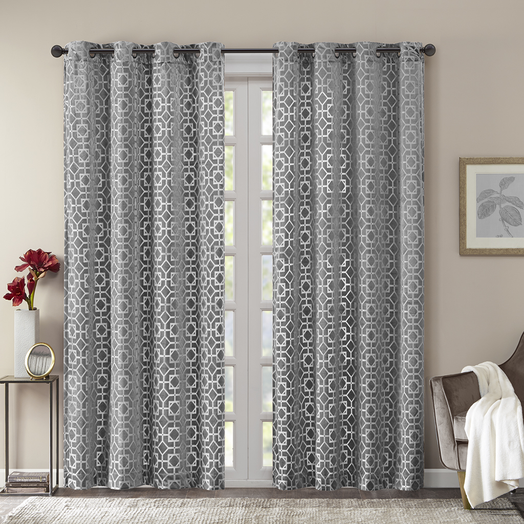 

Madison Park - Elton Window Curtain Pair - Grey - 84" Panel