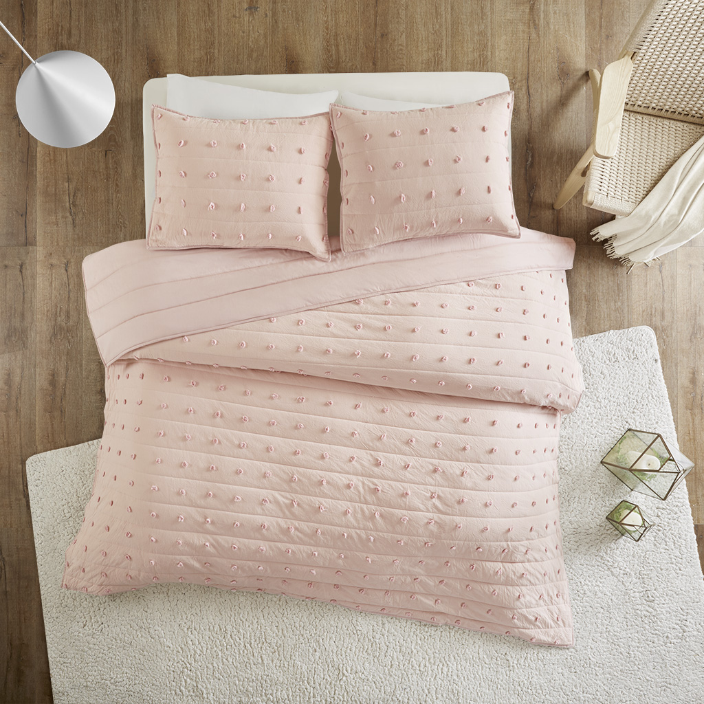 

Urban Habitat - Brooklyn Cotton Jacquard Coverlet Set - Pink - King/Cal King