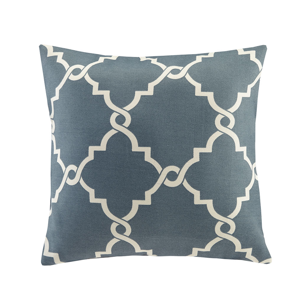 

Madison Park - Saratoga Fretwork Print Square Pillow - Blue - 20x20