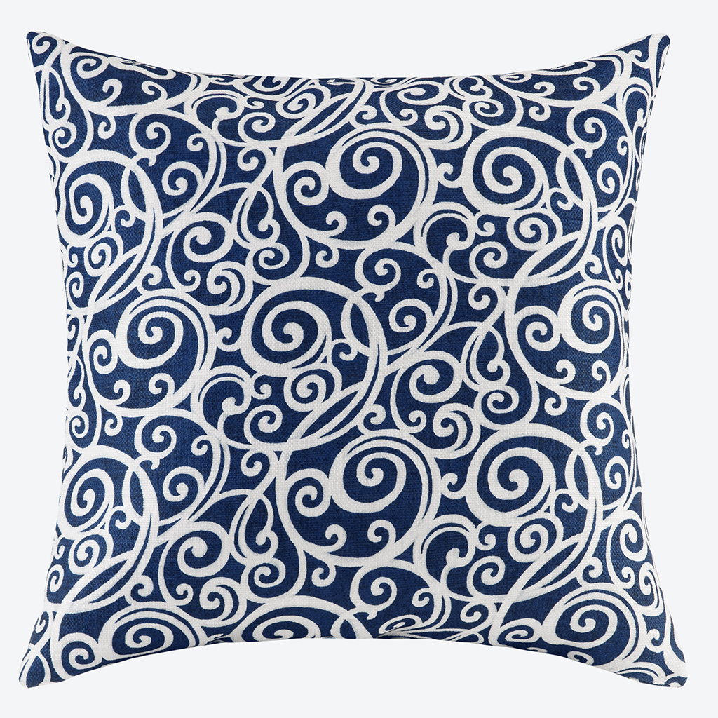 

Madison Park - Corin Square Pillow Printed Scroll Pattern Square Pillow - Navy - 20x20