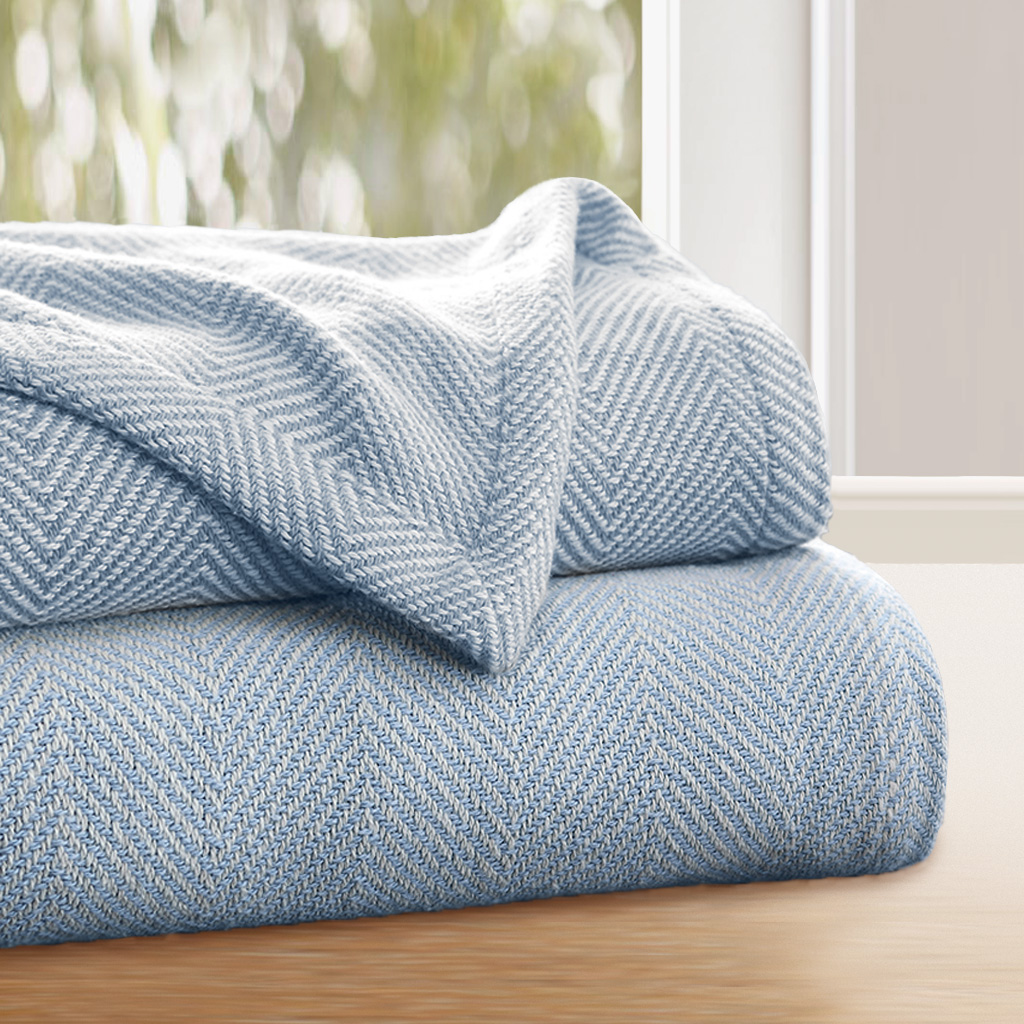 

Woolrich - Lancaster Cotton Blanket - Blue - Full/Queen