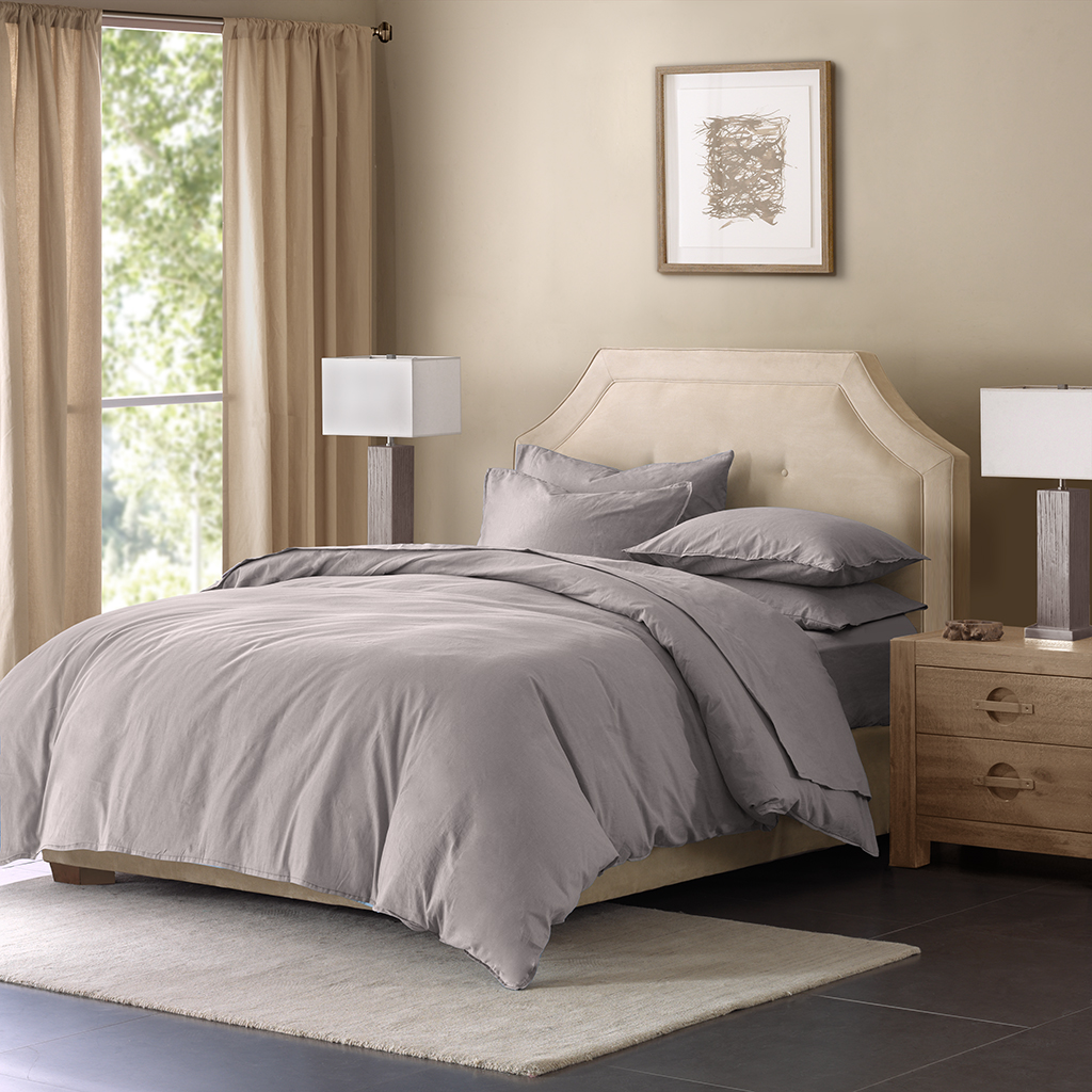 

Madison Park Signature - Cotton Linen Blend Duvet Cover Mini Set - Taupe - King