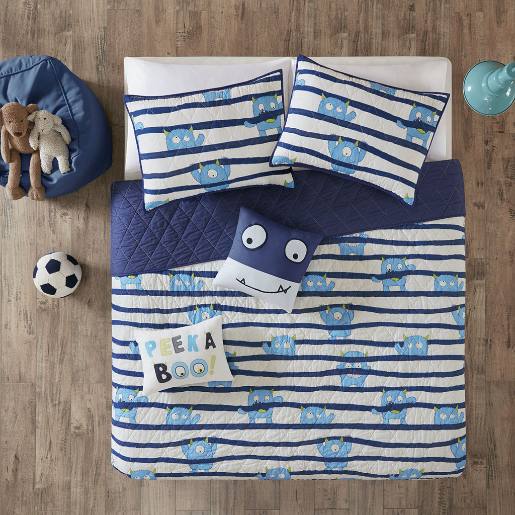 

Urban Habitat Kids - Poe Cotton Printed Coverlet Set - Blue - Twin/Twin XL