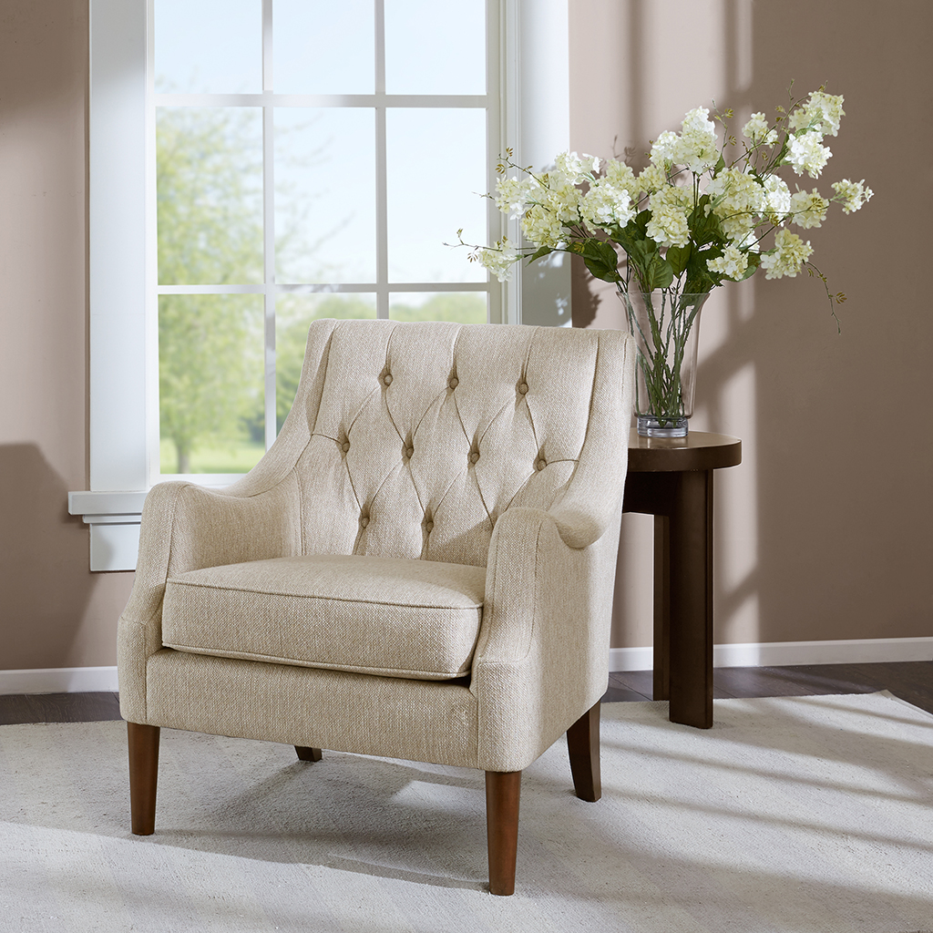 

Madison Park - Qwen Button Tufted Accent Chair - Beige - See below