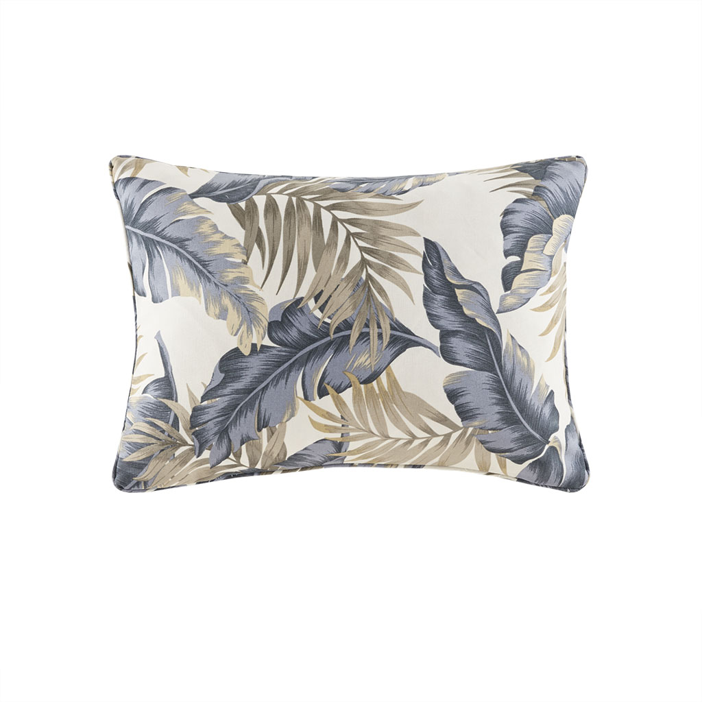 

Madison Park - Coco Printed Leaf 3M Scotchgard Outdoor Oblong Pillow - Indigo - 14x20