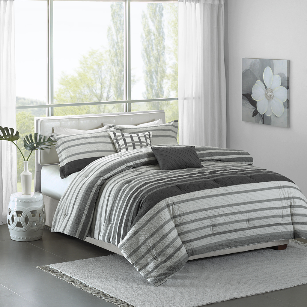

Madison Park Pure - Neruda 5 Piece Cotton Comforter Set - Grey - Full/Queen
