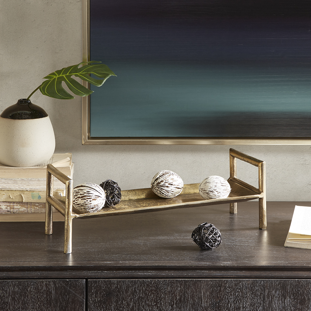 

Madison Park - Renton Rectangle Tray - Antique Gold - See below
