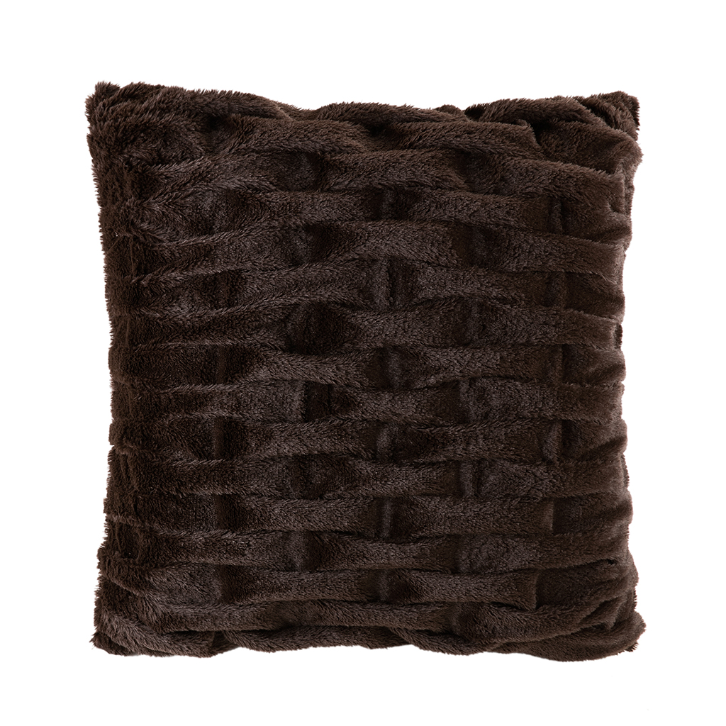 

Madison Park - Ruched Fur Square Pillow - Brown - 20x20