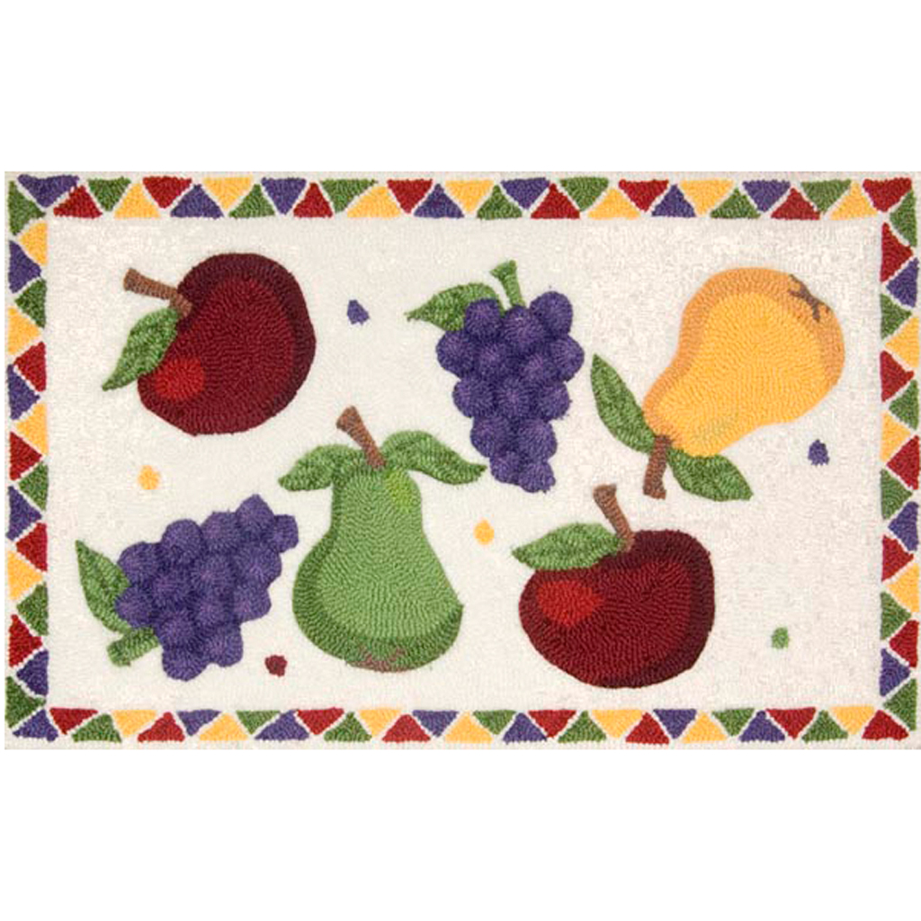 

Square 9 - Open House - Fruits Hand Hooked Rug - White - See below