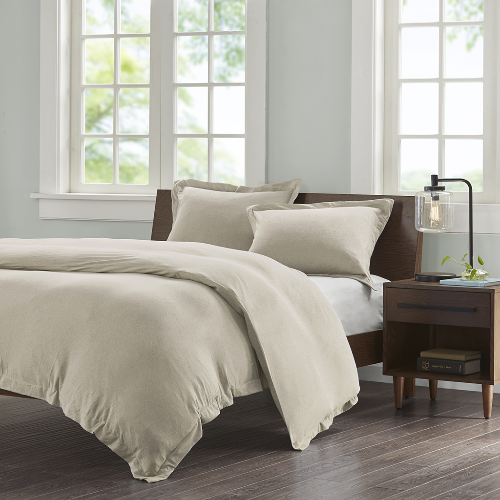 

INK+IVY - Cotton Jersey Knit Heathered Duvet Cover Mini Set - Natural - King