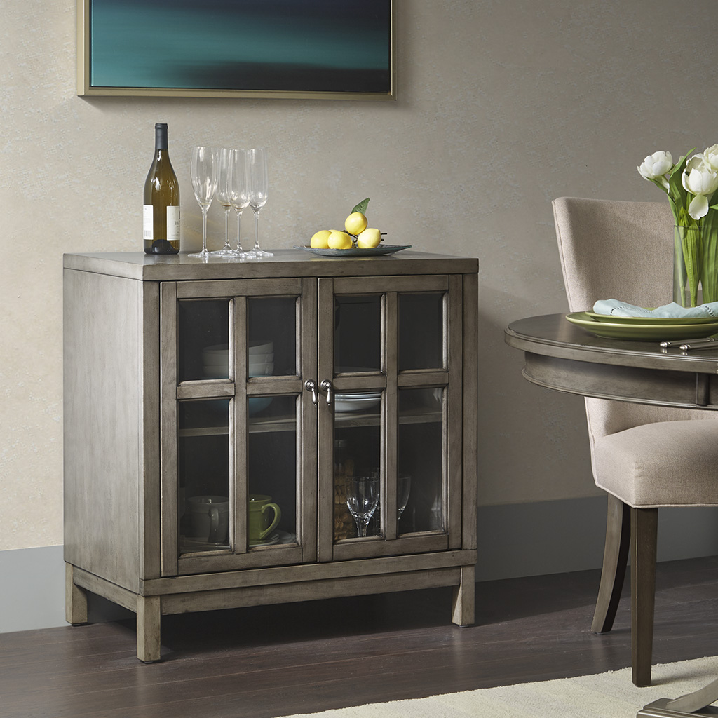 

Madison Park Signature - Helena Two Glass Door Credenza - Grey - See below