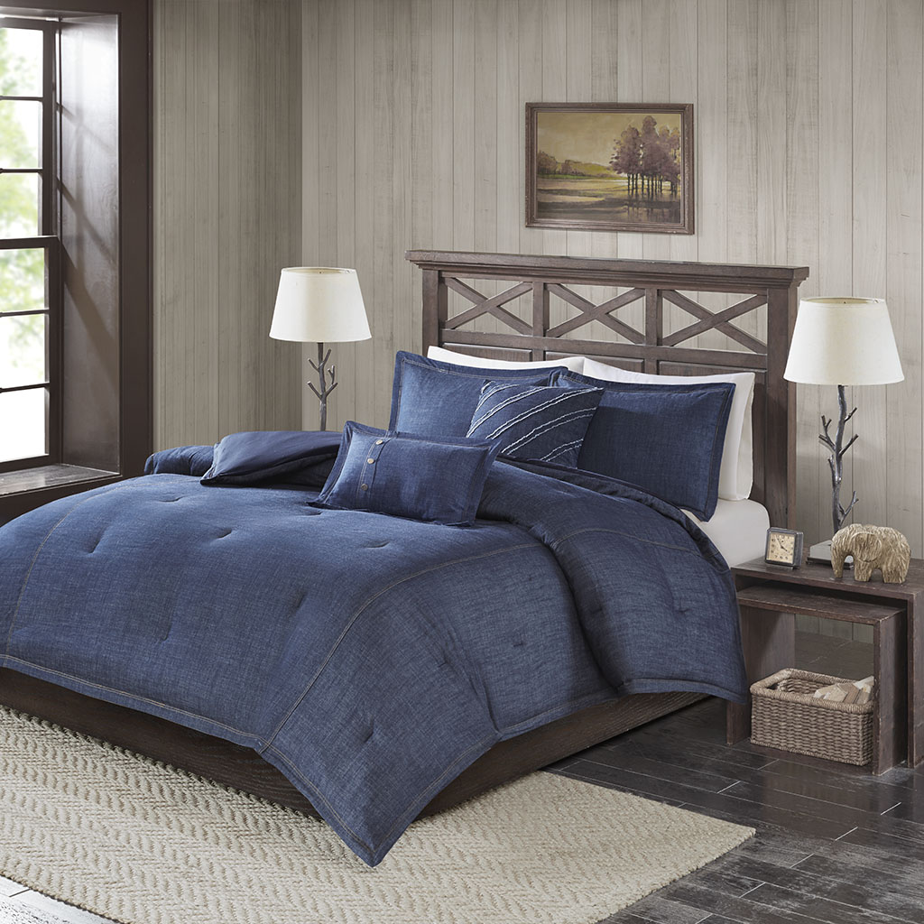 Woolrich Perry Oversized Denim Comforter Set Blue Twin Twin