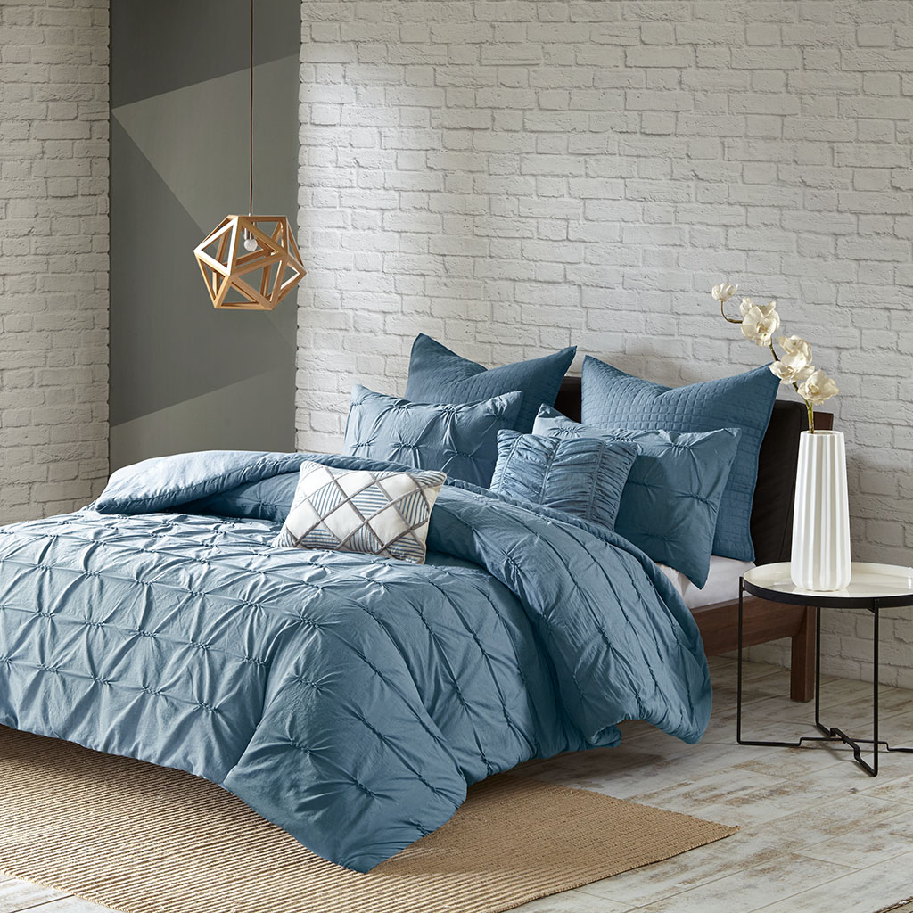 

Urban Habitat - Karter 7 Piece Embroidered Duvet Cover Set - Blue - Full/Queen