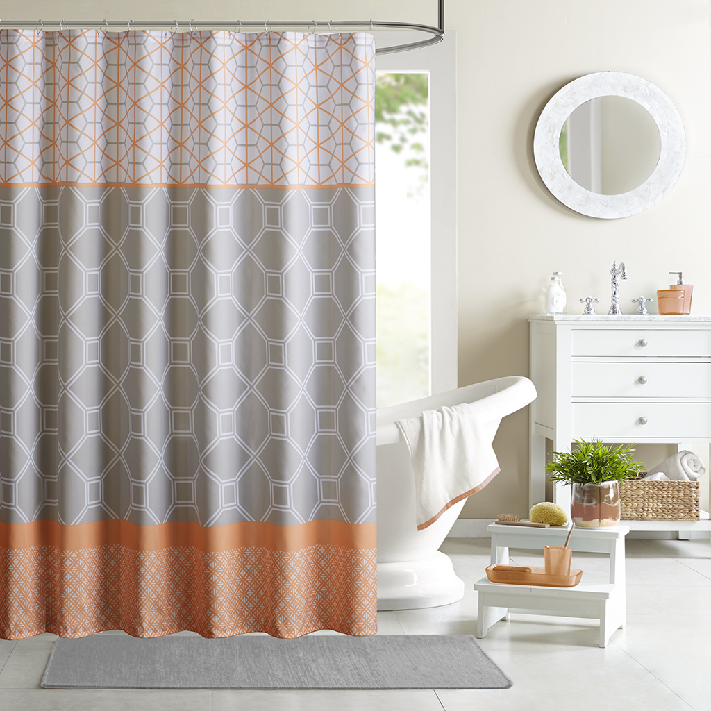 

Intelligent Design - Clara Shower Curtain - Orange - 72x72