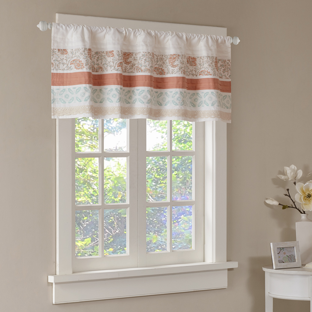 

Madison Park - Dawn Printed and Pieced Rod Pocket Valance - Coral - 50x18