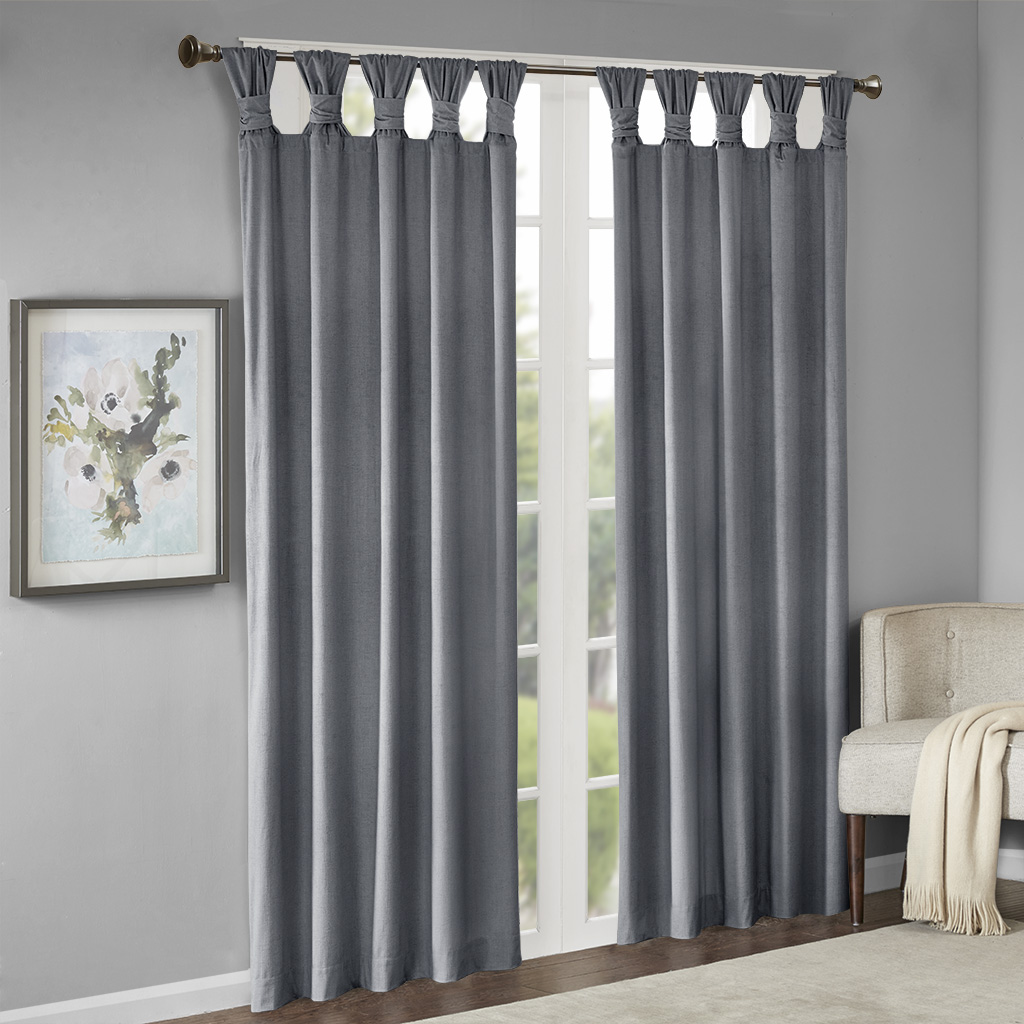 

Madison Park - Sonnet Texture Printed Poly Velvet Cuff Tab Top Panel - Charcoal - 50x95