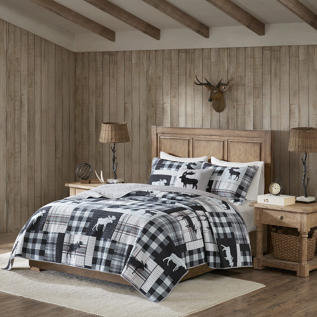 

Woolrich - Sweetwater Oversized 4 Piece Quilt Set - Black/Grey - Full/Queen