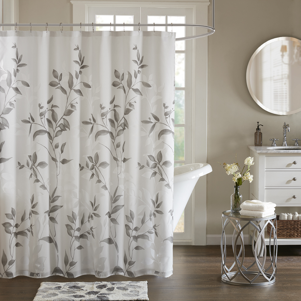 

Madison Park - Cecily Printed Shower Curtain - Grey - 72x72