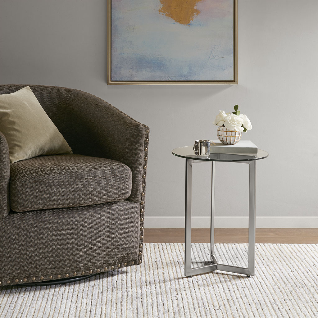 

Madison Park - Manhattan Accent End Table - Silver - See below