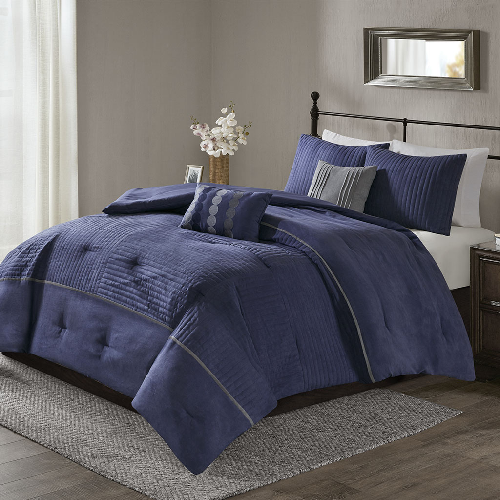

Home Essence - Trent 5 Piece Comforter Set - Navy - King