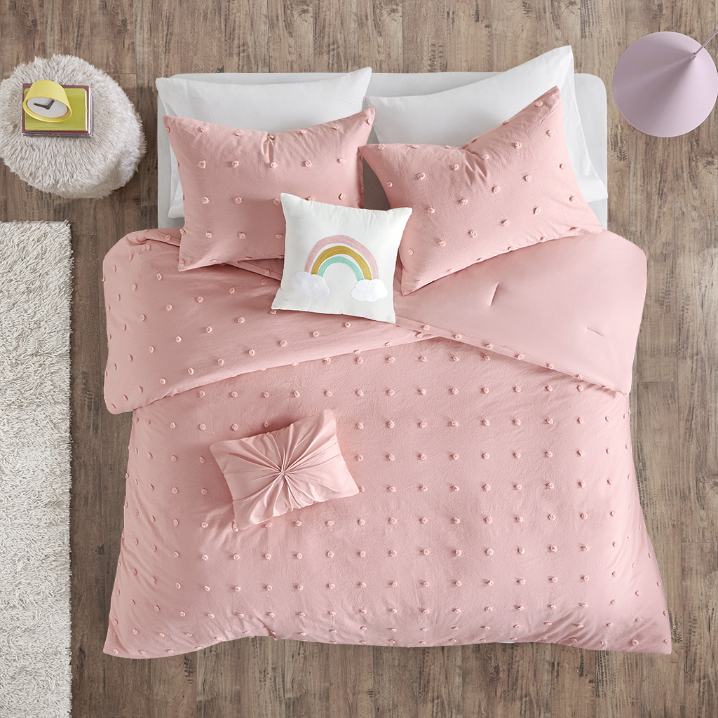 

Urban Habitat Kids - Callie Cotton Jacquard Pom Pom Comforter Set - Pink - Full/Queen