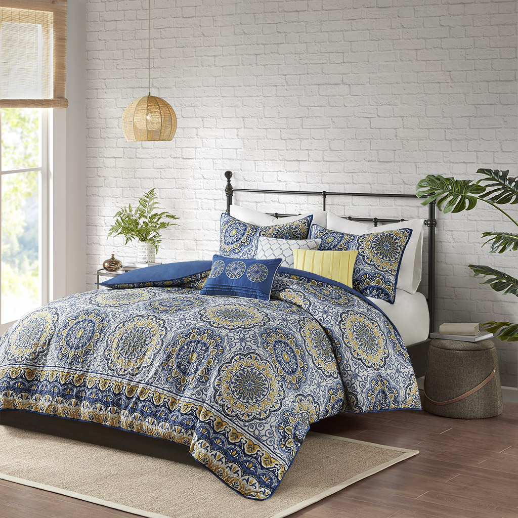 

Madison Park - Tangiers 6 Piece 2-in-1 Duvet Set - Blue - Full/Queen