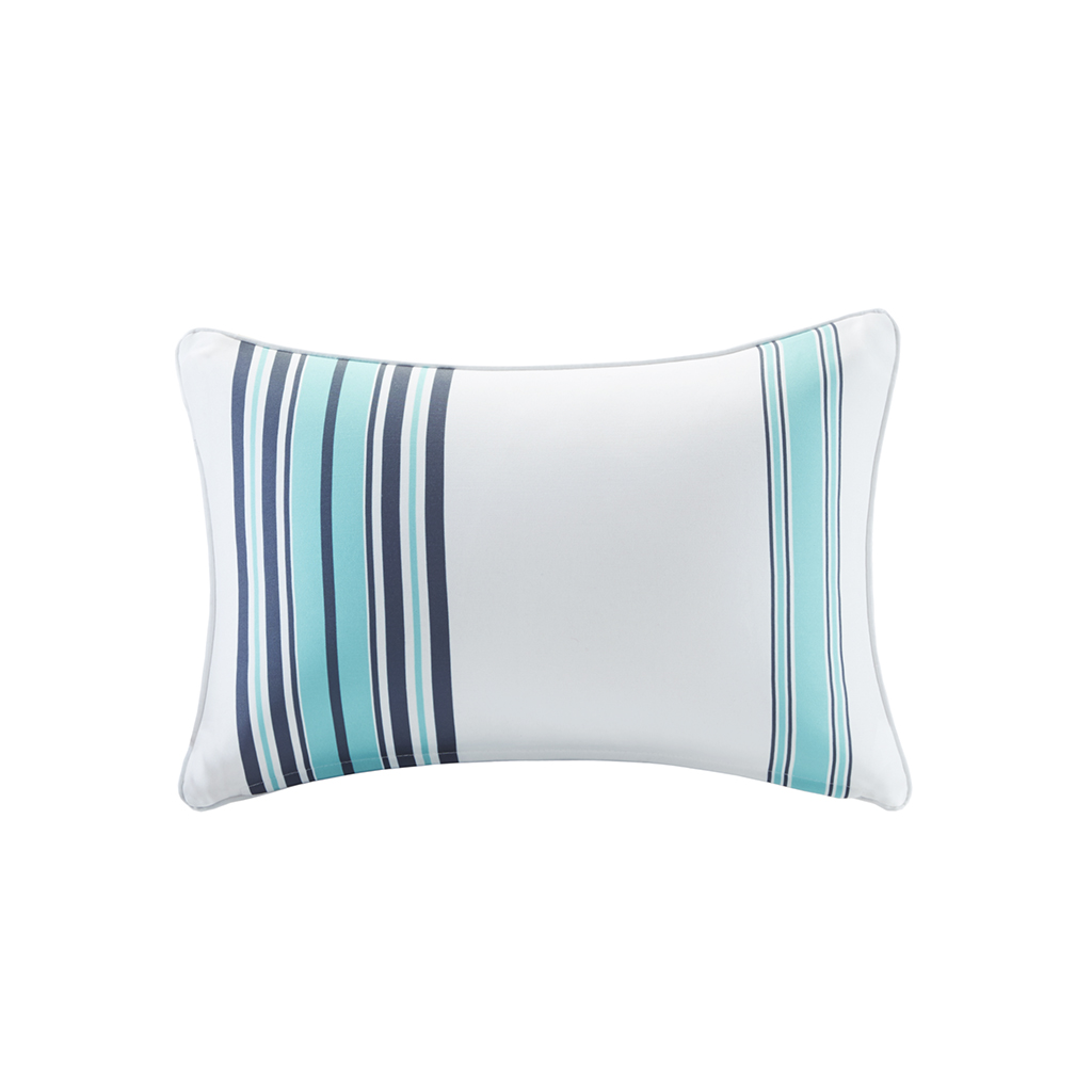 

Madison Park - Newport Printed Stripe 3M Scotchgard Outdoor Oblong Pillow - Blue - 14x20