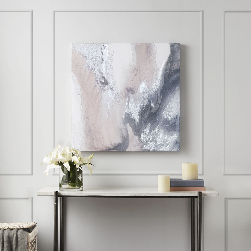 

Madison Park - Blissful Blush Gel Coat Canvas with Silver Foil Embellishment - Blush - See below
