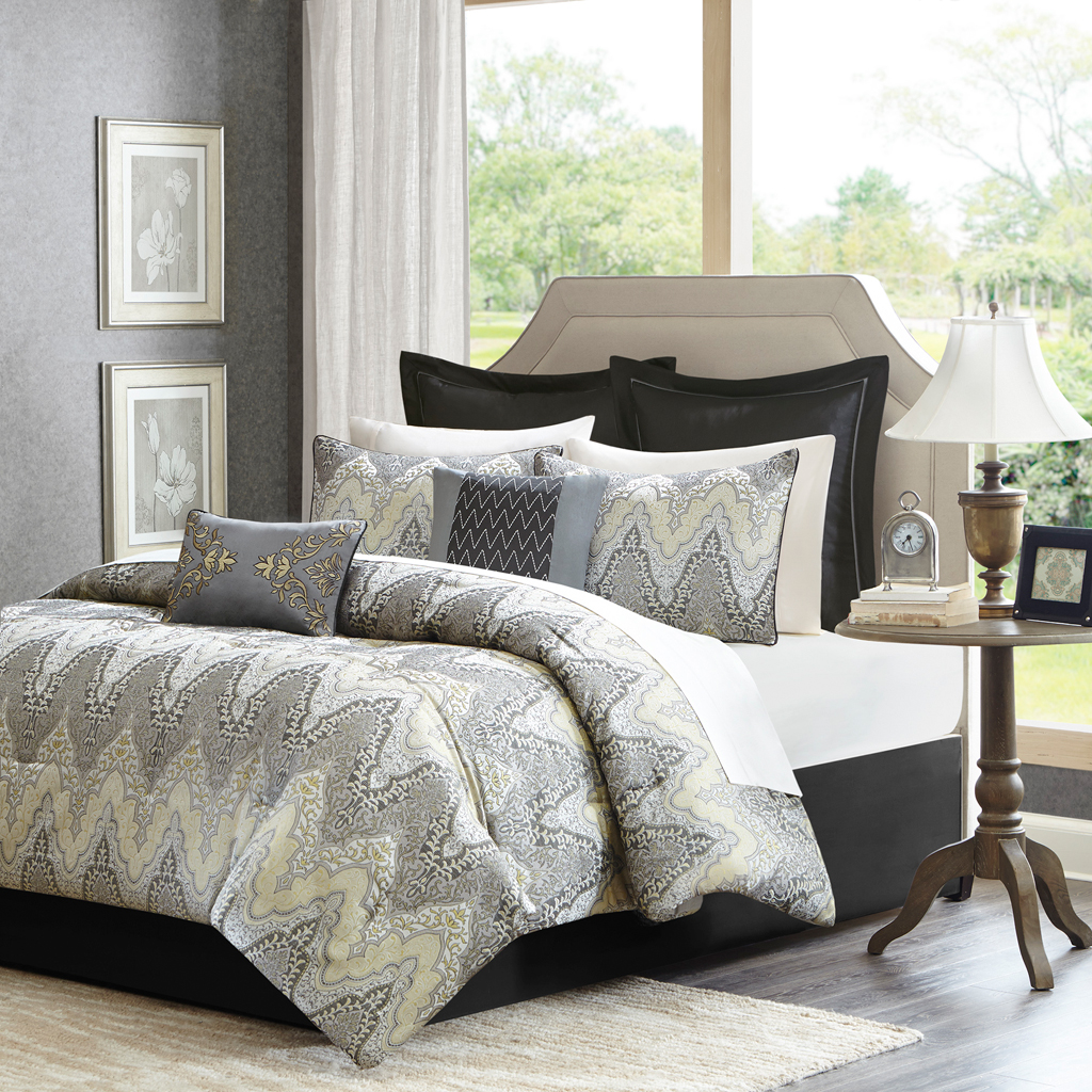 

Madison Park - Paxton 12 Piece Jacquard Comforter Set - Grey - King