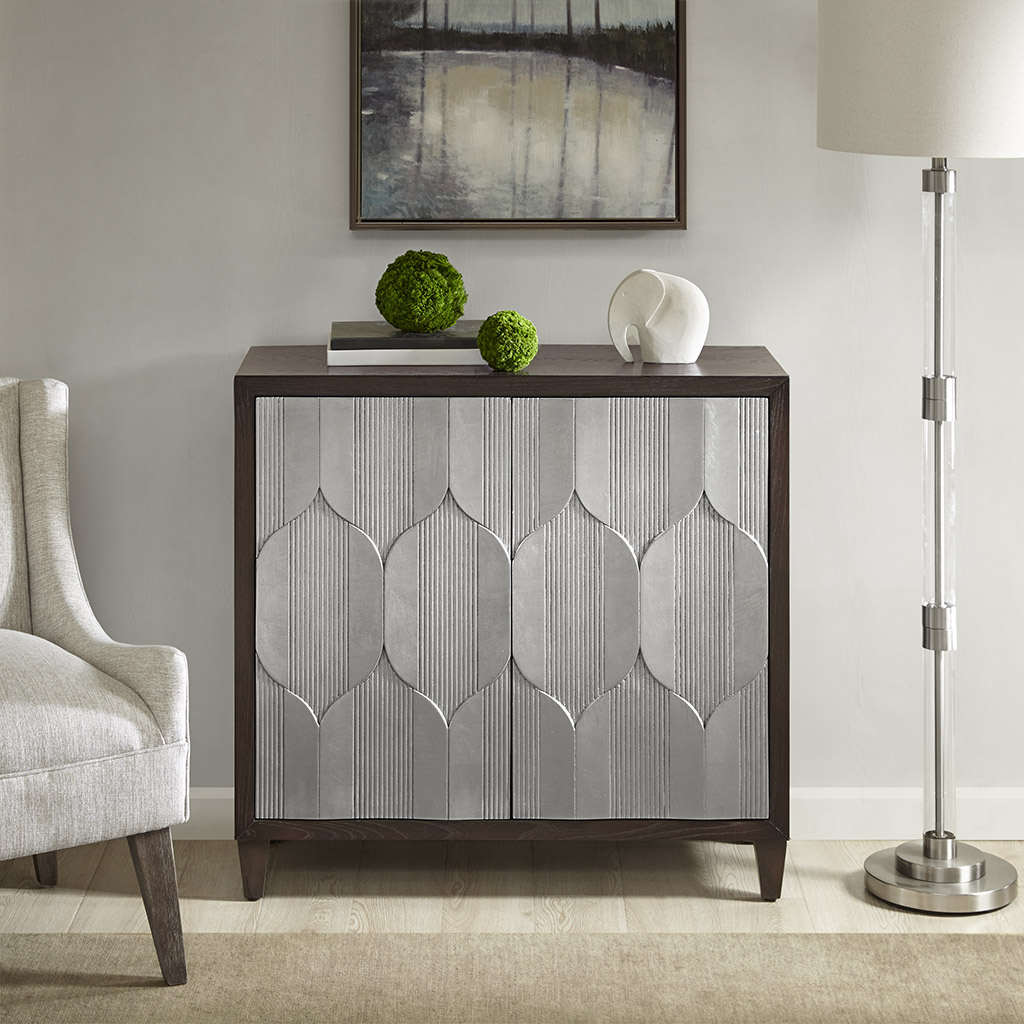 

Madison Park - Leah Accent Cabinet - Dark Brown/Silver - See below