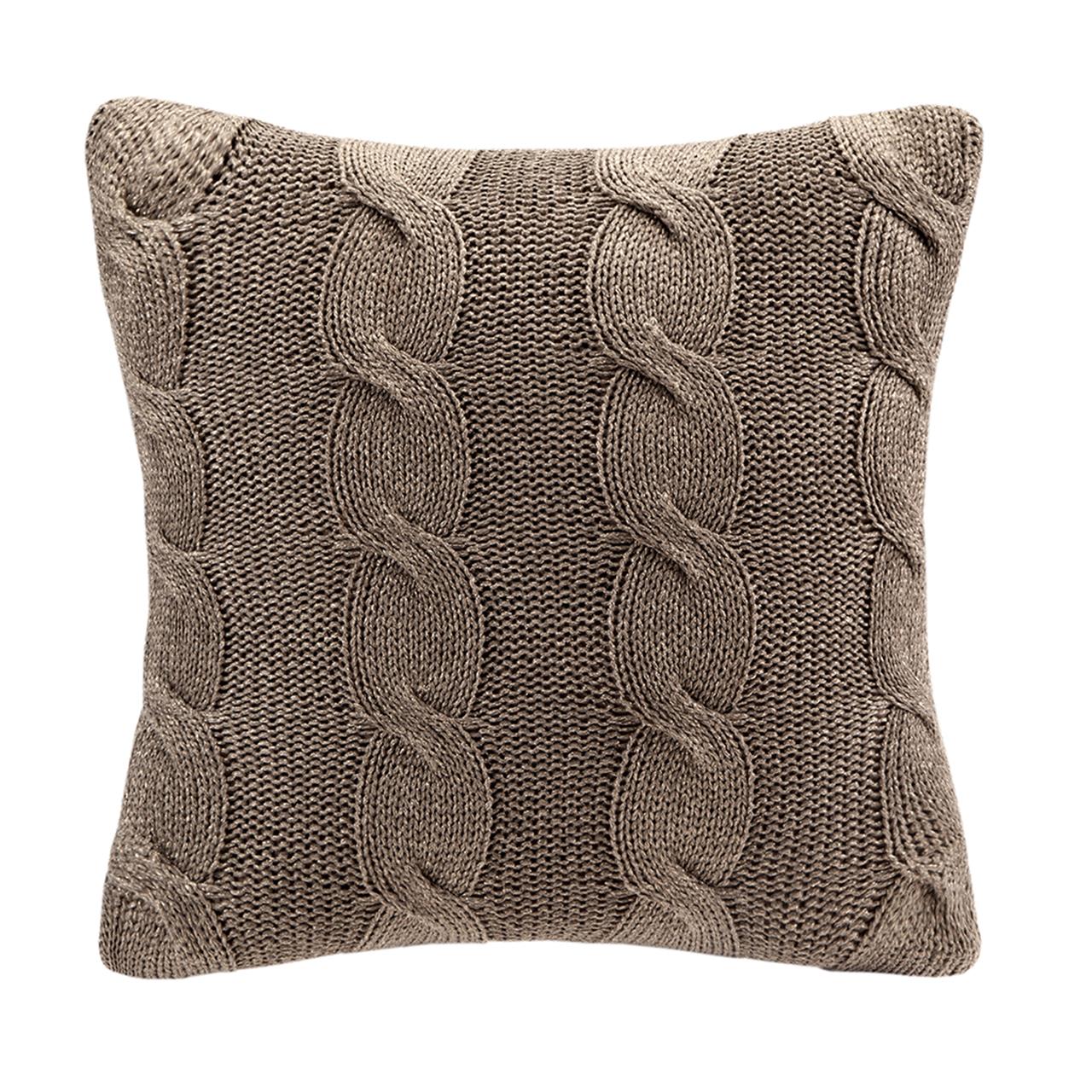 

Madison Park - Metallic Knitted Square Pillow Square Pillow - Taupe - 20x20