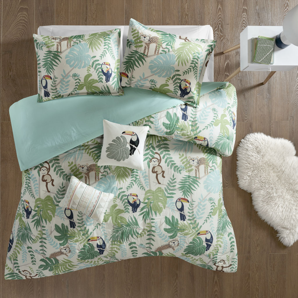 

Urban Habitat Kids - Tropical Tangle Cotton Printed Duvet Cover Set - Green - Twin/Twin XL