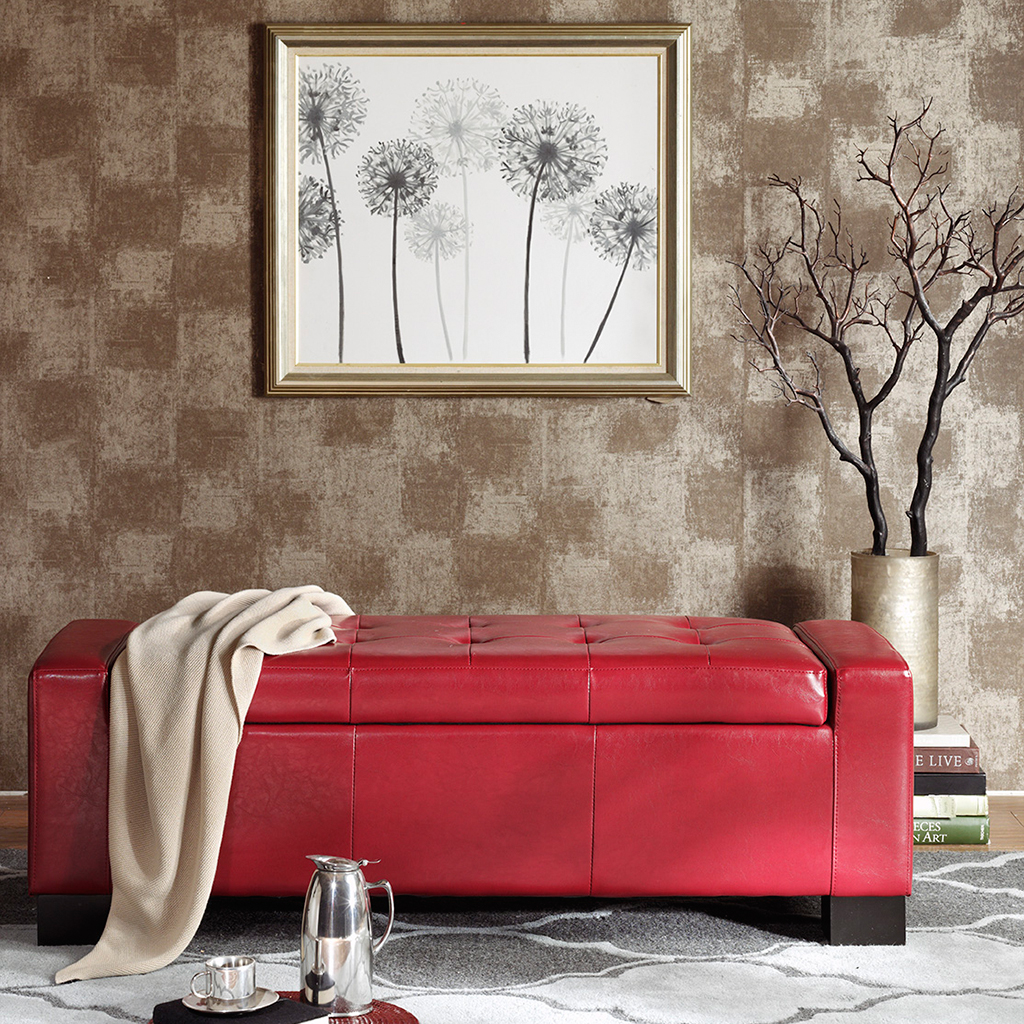 

Madison Park - Mirage Tufted Top Storage Bench - Red - See below