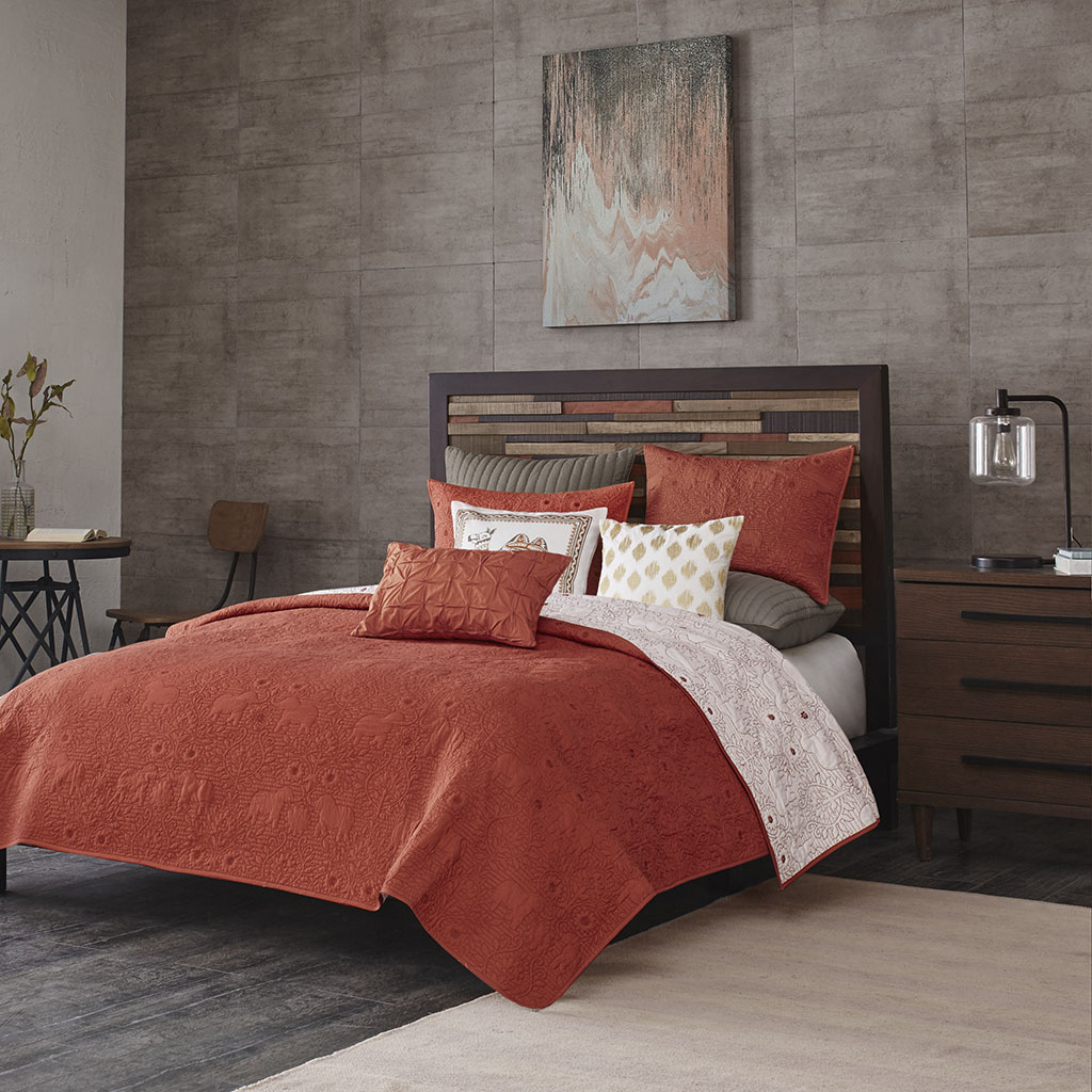 

INK+IVY - Kandula 3 Piece Coverlet Mini Set - Coral - King/Cal King