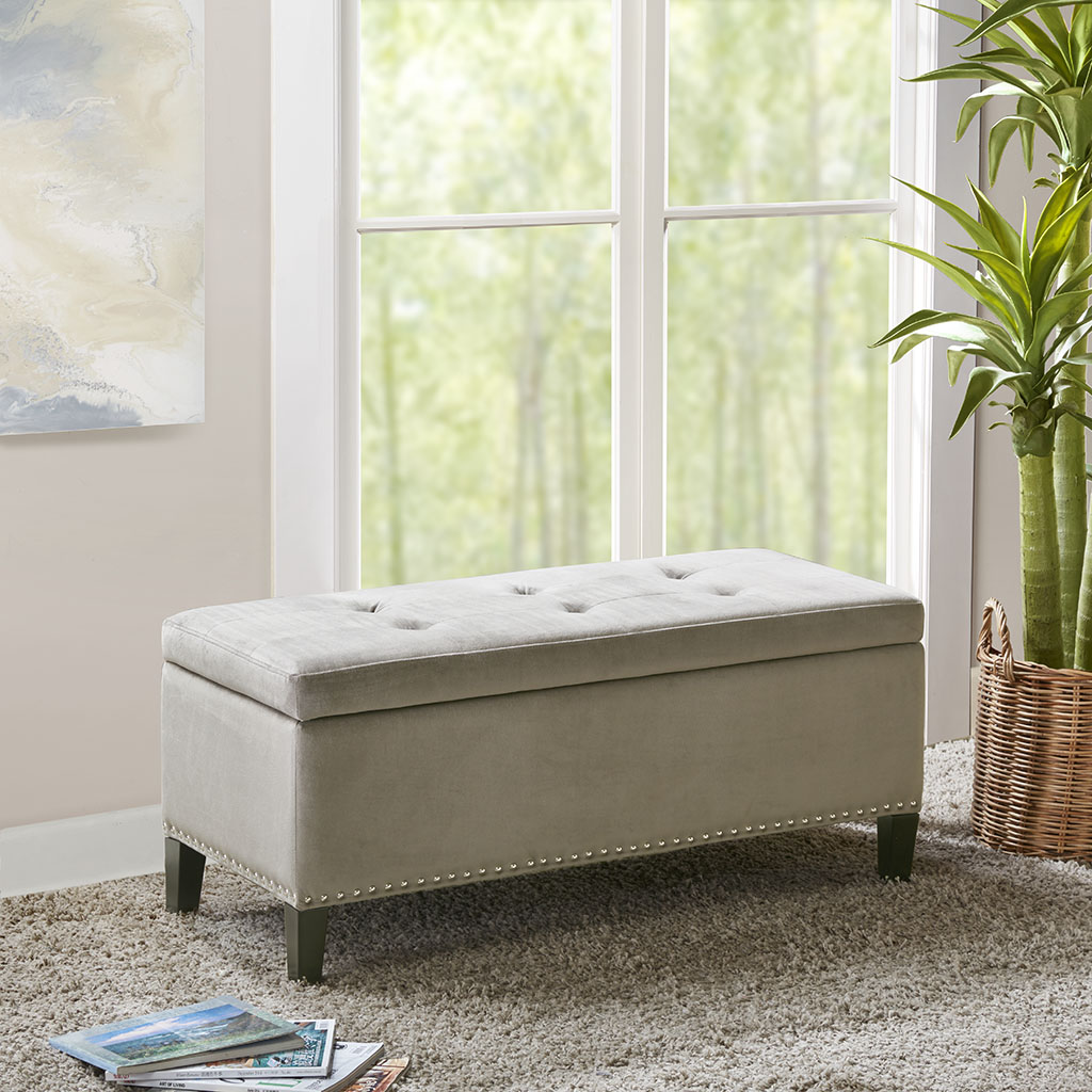 

Madison Park - Shandra II Tufted Top Storage Bench - Light Grey - See below